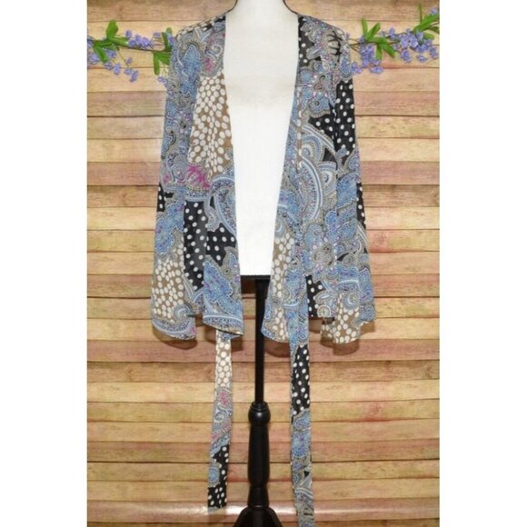 Lane Bryant Mixed Print Floral & Polka Dot Sheer Wrap Blouse Top Size 14W 16W - Picture 11 of 13